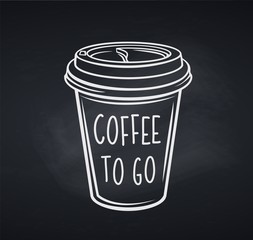 Coffee cup in blackboard style.