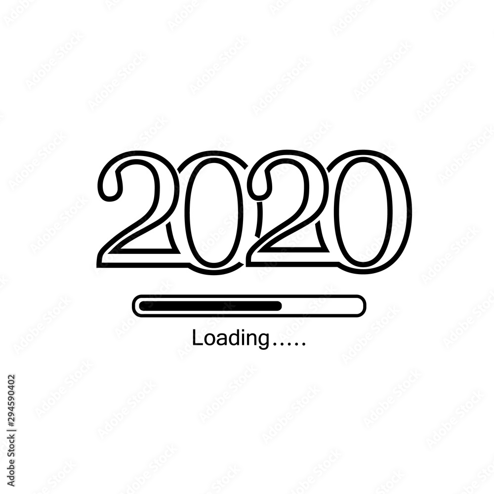Poster 2020 loading line icon. merry christmas and happy new year, loading bar icon. vector