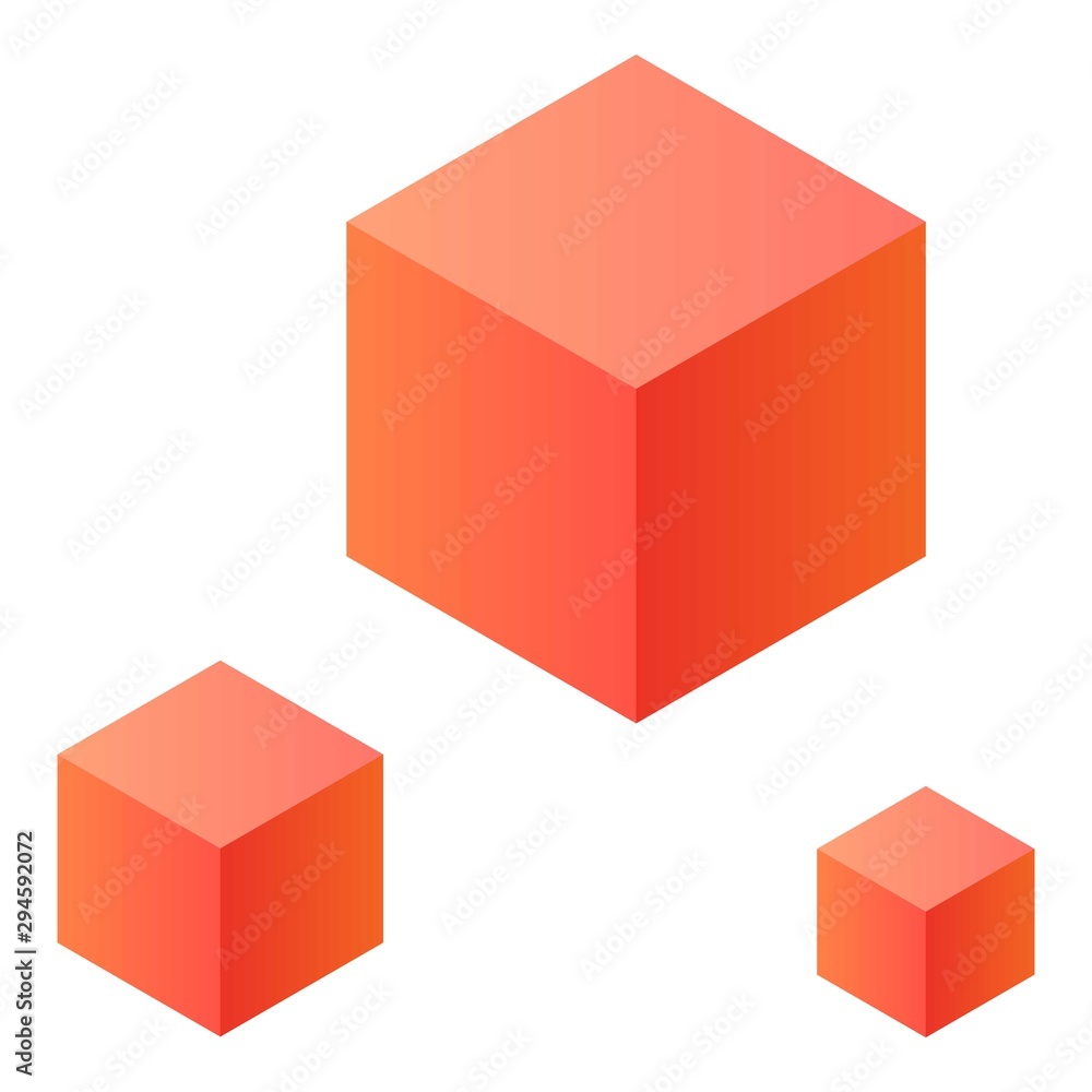 Poster red cubes icon. isometric of red cubes vector icon for web design isolated on white background