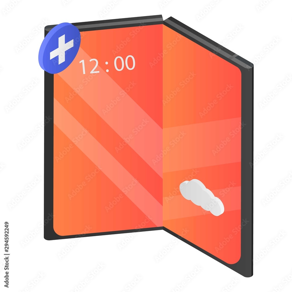 Poster red flexible phone icon. isometric of red flexible phone vector icon for web design isolated on whit