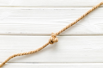 isolated rope mockup on white wooden background top view