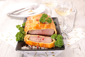 baked beef fillet and dough