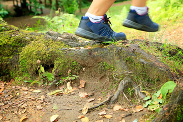 Detail shoes walking in forest