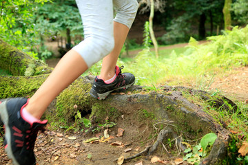 Detail shoes walking in forest
