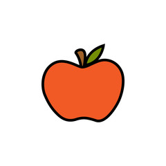 Apple vector illustration. Cute hand drawn outlined autumn red fruit. Isolated cartoon graphic icon.