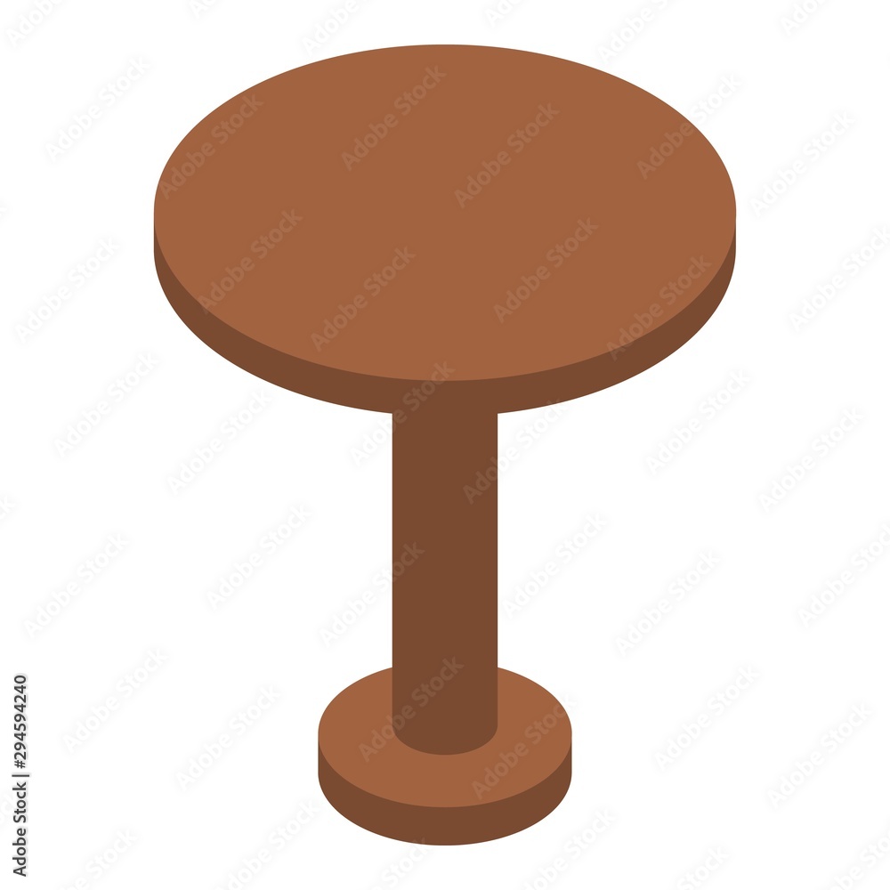 Poster wood round table icon. isometric of wood round table vector icon for web design isolated on white ba