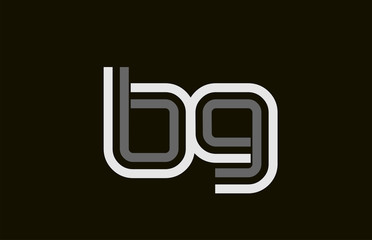 black and white line BG B G letter logo alphabet combination