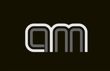 black and white line AM A M letter logo alphabet combination