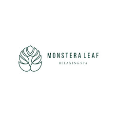 Monstera leaf logo vector icon illustration line outline monoline custom logo design vector