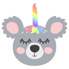 Magic Cute Unicorn Koala Bear with Rainbow Horn. Kawaii Animal t-shirt Print, Baby Shower Card