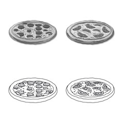 Vector illustration of pizza and food icon. Set of pizza and italy stock symbol for web.