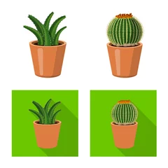 Tuinposter Cactus in pot Vectorillustratie van cactus en pot symbool. Set van cactus en cactussen vector pictogram voor voorraad.