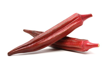 Naklejka premium Red okra on white background