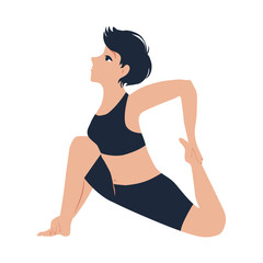 Slim girl training yoga