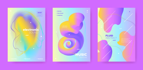Techno Music Poster. Abstract Gradient Shape. 