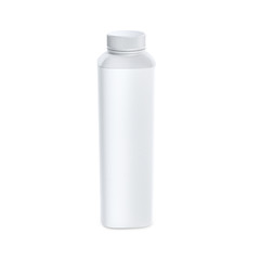 White plastic bottle mockup for dairy , milk, yogurt. Isolated on white background. Container with white cap.