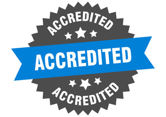 accredited sign. accredited blue-black circular band label