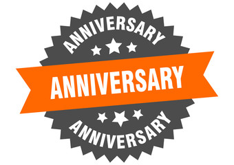 anniversary sign. anniversary orange-black circular band label
