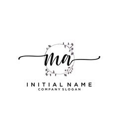 MA Beauty vector initial logo, handwriting logo.