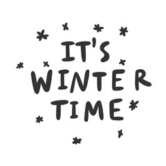 Naklejka premium It s winter time. Sticker for social media content. Vector hand drawn illustration design. 