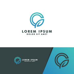 Circle Letter G leaf logo template icon design vector