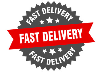 fast delivery sign. fast delivery red-black circular band label