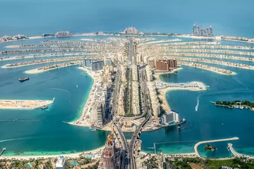Foto op Canvas Luchtfoto van Dubai Palm Jumeirah island, Verenigde Arabische Emiraten © Delphotostock