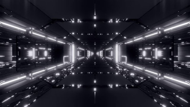 futuristic sci-fi space ship tunnel corridor 3d illustration live wallpaper motion background endless looping club visual vj loop