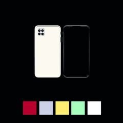 Smartphone on a black background, color options for the housing of the new smartphone