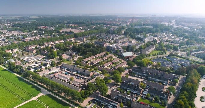 Houses in the Dutch City Emmeloord, Flevoland, Netherlands / Holland – 4K Drone Footage