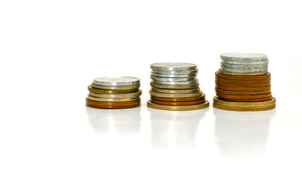 close up Coin stacks