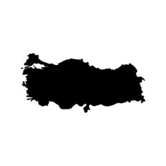 Turkey map vector, isolated on white background. Black map template, flat earth. Simplified, generalized world map with round corners.