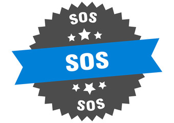 sos sign. sos blue-black circular band label