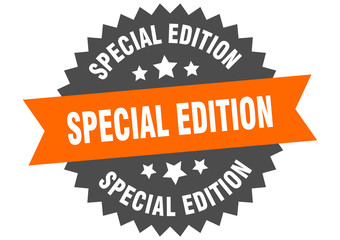 special edition sign. special edition orange-black circular band label