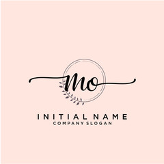 MO Beauty vector initial logo, handwriting logo.