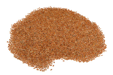 Pile of Flax Seeds Isolated on White Background