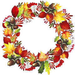 Watercolor autumn leaves handmade