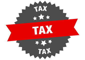 tax sign. tax red-black circular band label