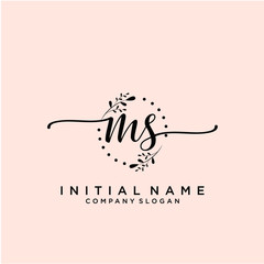 MS Beauty vector initial logo, handwriting logo.