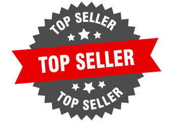 top seller sign. top seller red-black circular band label