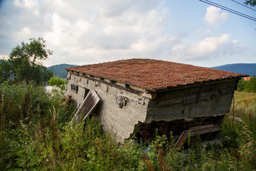 Houses damaged by ground erosion on Tara mountain