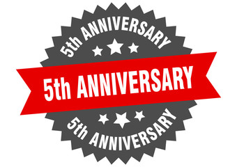 5th anniversary sign. 5th anniversary red-black circular band label