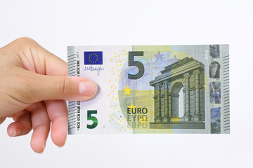 hand holding a European currency bank note
