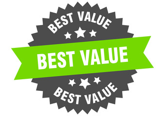 best value sign. best value green-black circular band label