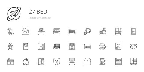 bed icons set
