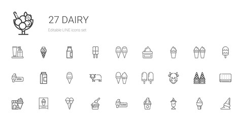 dairy icons set