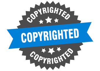 copyrighted sign. copyrighted blue-black circular band label