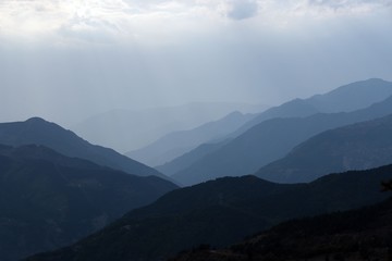 Amazing golden autumn colors in the forest path track.artvin/turkey