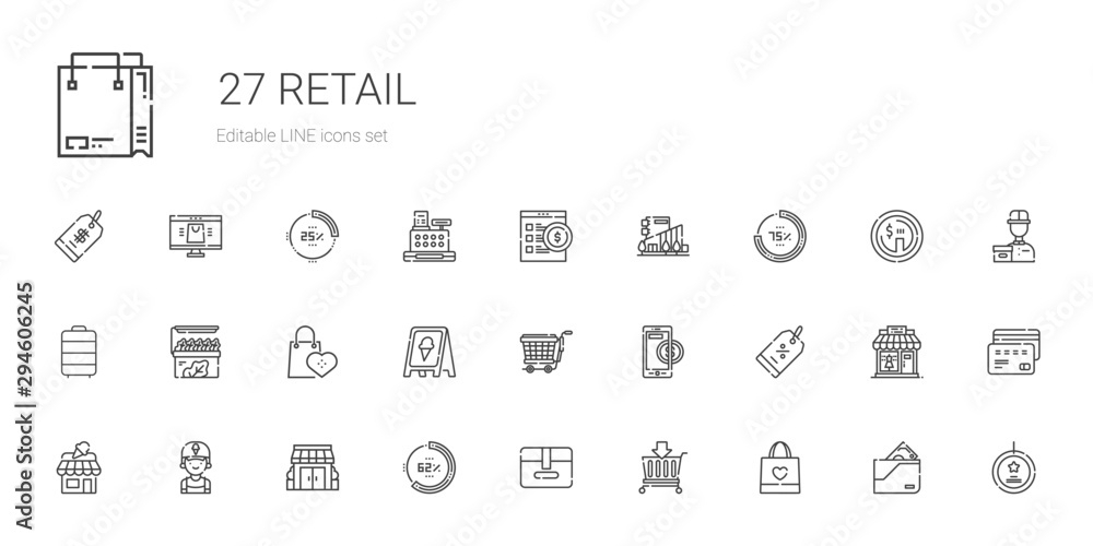 Wall mural retail icons set