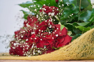romantic red roses on the table